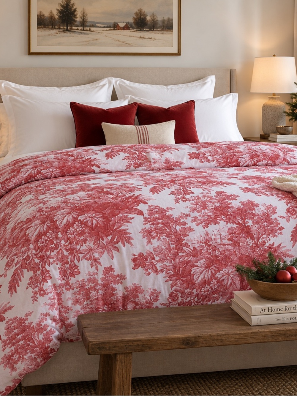 Pottery Barn Matine Toile king duvet cotton linen blend
